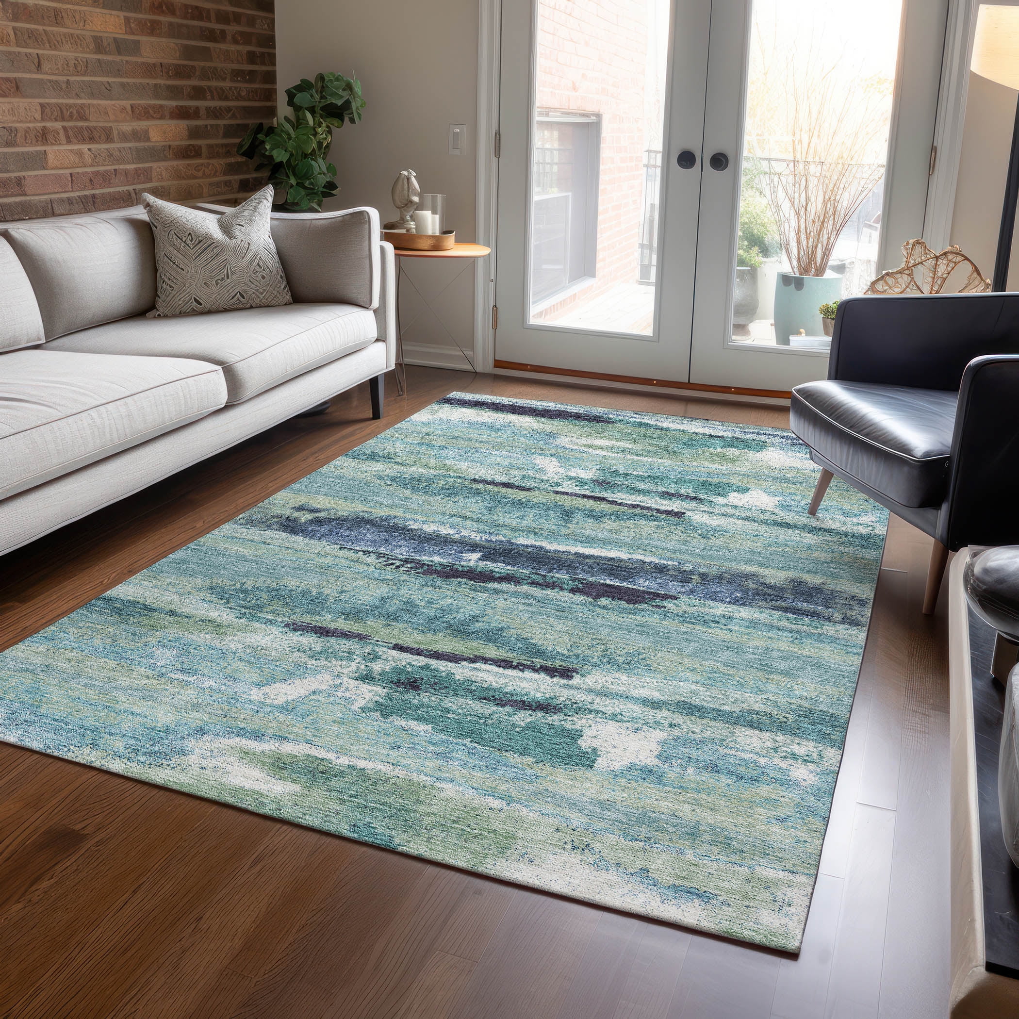 Addison Rugs Chantille Indoor/Outdoor Transitional Geometric, Abstract Aloe Washable Rectangle Rug, 9' x 12'