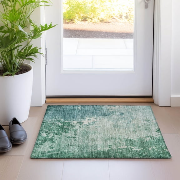 Addison Rugs Chantille Indoor/Outdoor Transitional Abstract Emerald Washable Rectangle Rug, 1'8" x 2'6"
