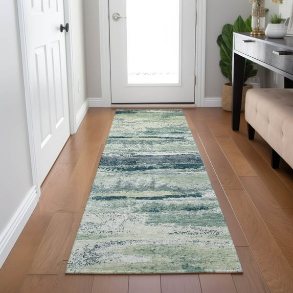 Addison Rugs Chantille Indoor/Outdoor Transitional Geometric, Abstract Mint Washable Runner Rug, 2'3" x 7'6"