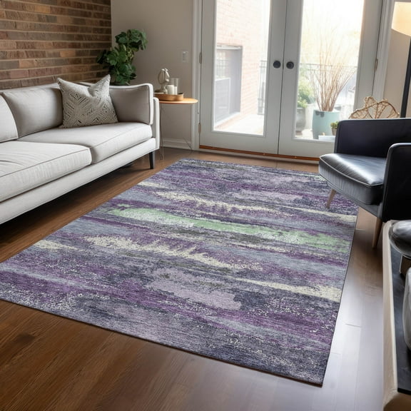 Addison Rugs Chantille Indoor/Outdoor Transitional Geometric, Abstract Purple Washable Rectangle Rug, 8' x 10'