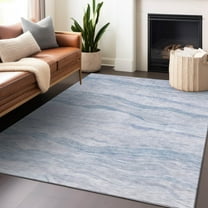 Addison Rugs Chantille Indoor/Outdoor Transitional Stripes Sky Washable Rectangle Rug, 10' x 14'