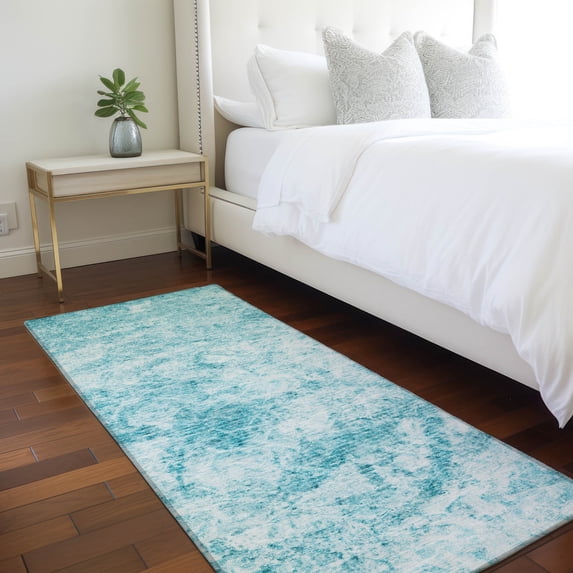 Addison Rugs Chantille Indoor/Outdoor Transitional Organic Teal Washable Runner Rug, 2'3" x 7'6"