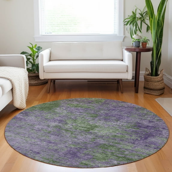 Addison Rugs Chantille Indoor/Outdoor Transitional Modern Purple Washable Round Rug, 8' x 8'