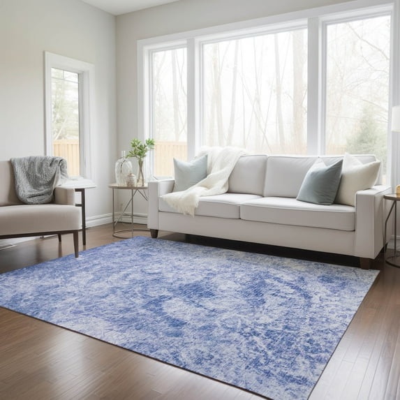 Addison Rugs Chantille Indoor/Outdoor Transitional Organic Blue Washable Rectangle Rug, 9' x 12'