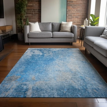 Addison Rugs Chantille Indoor/Outdoor Transitional Abstract Blue Washable Rectangle Rug, 10' x 14'