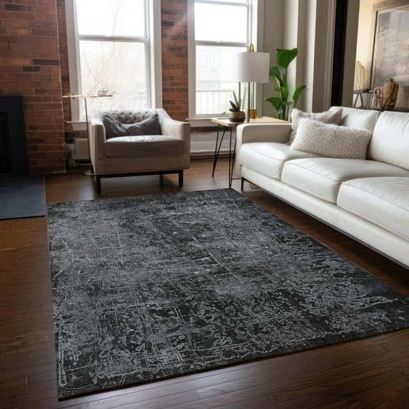 Addison Rugs Chantille Indoor/Outdoor Transitional Organic Gray Washable Rectangle Rug, 8' x 10'
