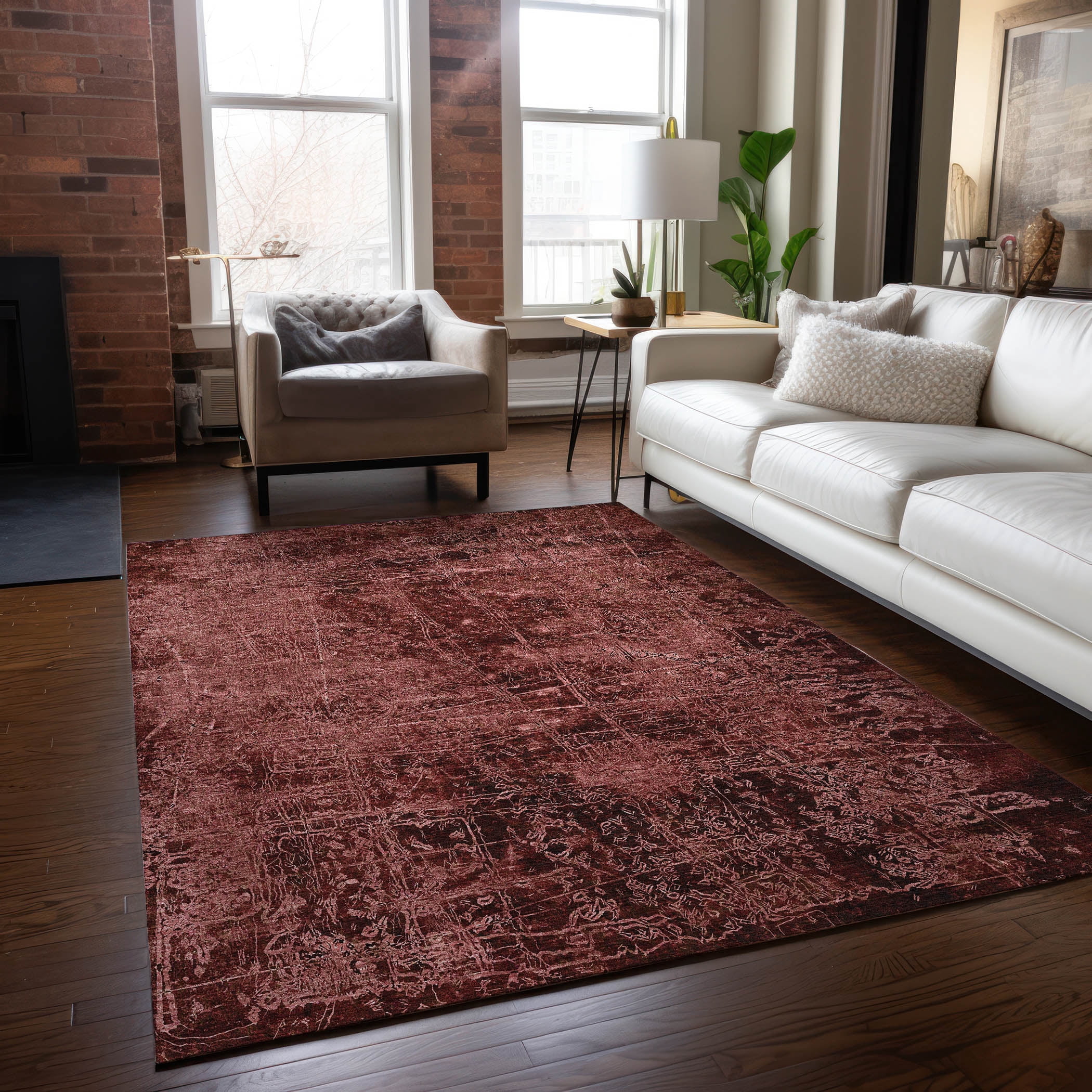 Addison Rugs Chantille Indoor/Outdoor Transitional Organic Merlot ...