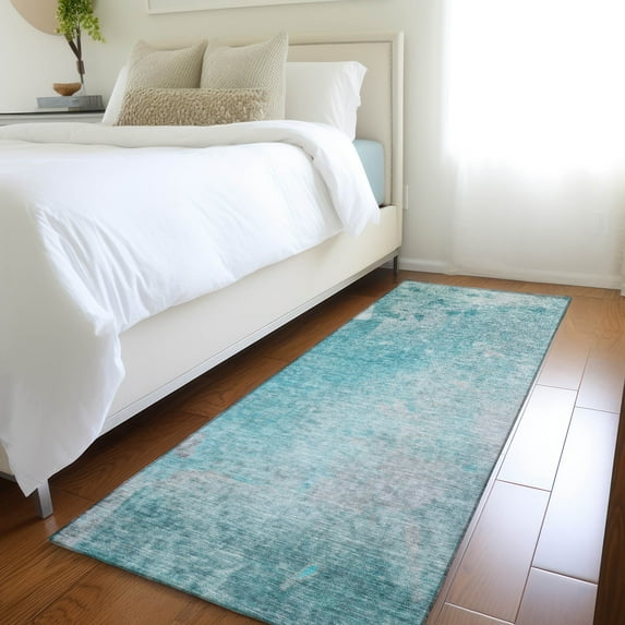 Addison Rugs Chantille Indoor/Outdoor Transitional Abstract Teal Washable Runner Rug, 2'3" x 7'6"