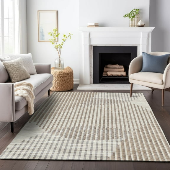 Addison Rugs Chantille Indoor/Outdoor Transitional Geometric, Abstract Beige Washable Rectangle Rug, 10' x 14'
