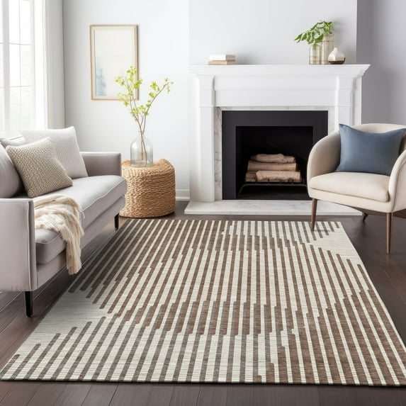 Addison Rugs Chantille Indoor/Outdoor Transitional Geometric, Abstract Brown Washable Rectangle Rug, 2'6" x 3'10"