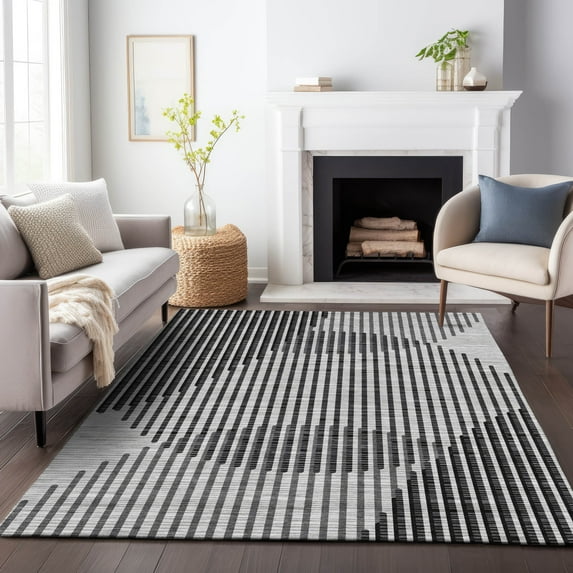 Addison Rugs Chantille Indoor/Outdoor Transitional Geometric, Abstract Gray Washable Rectangle Rug, 9' x 12'