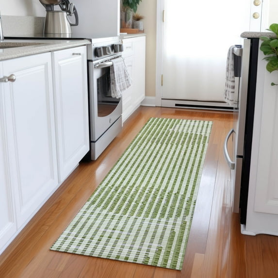 Addison Rugs Chantille Indoor/Outdoor Transitional Geometric, Abstract Green Washable Runner Rug, 2'3" x 7'6"