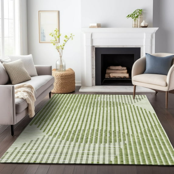 Addison Rugs Chantille Indoor/Outdoor Transitional Geometric, Abstract Green Washable Rectangle Rug, 8' x 10'