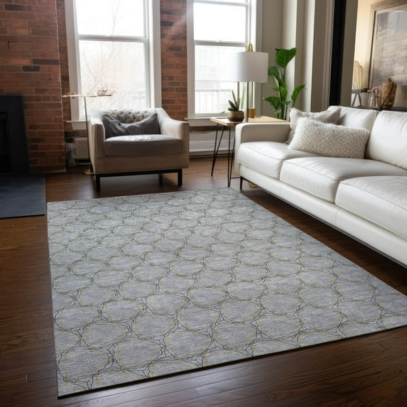 Addison Rugs Chantille Indoor/Outdoor Transitional Geometric Gray Washable Rectangle Rug, 9' x 12'