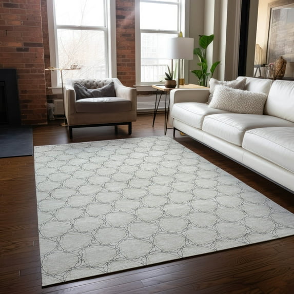 Addison Rugs Chantille Indoor/Outdoor Transitional Geometric Ivory Washable Rectangle Rug, 10' x 14'