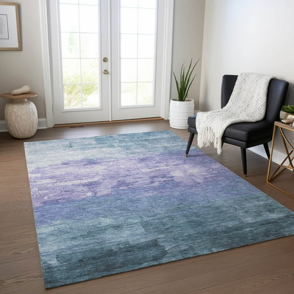 Addison Rugs Chantille Indoor/Outdoor Transitional Stripes Denim Washable Rectangle Rug, 10' x 14'
