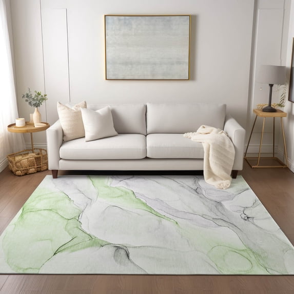 Addison Rugs Chantille Indoor/Outdoor Transitional Watercolors Green Washable Rectangle Rug, 8' x 10'