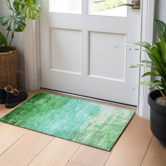 Addison Rugs Chantille Indoor/Outdoor Transitional Stripes Green Washable Rectangle Rug, 1'8" x 2'6"