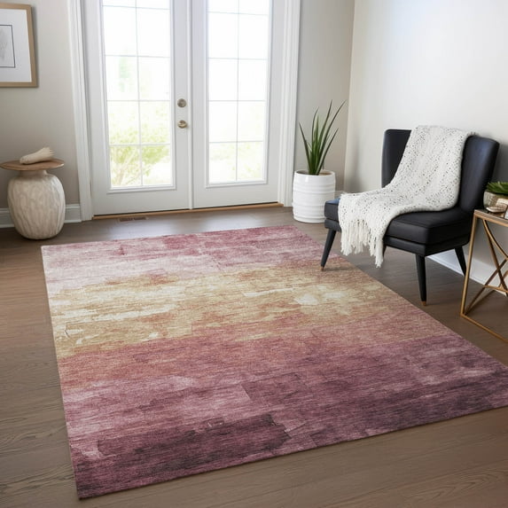 Addison Rugs Chantille Indoor/Outdoor Transitional Geometric, Abstract Mauve Washable Rectangle Rug, 3' x 5'