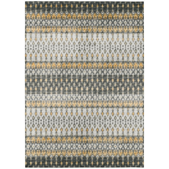 Bravado Indoor/Outdoor Grey Ikat 8’ x 10’ Non-Skid Area Rug