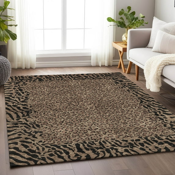 Addison Rugs Chantille Indoor/Outdoor Transitional Animal Skin Brown Washable Rectangle Rug, 10' x 14'