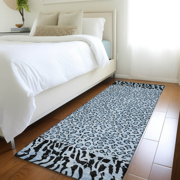 Addison Rugs Chantille Indoor/Outdoor Transitional Animal Skin Blue Washable Runner Rug, 2'3" x 7'6"