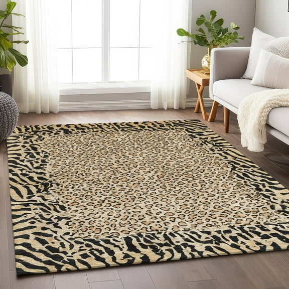 Addison Rugs Chantille Indoor/Outdoor Transitional Animal Skin Gold Washable Rectangle Rug, 5' x 7'6"