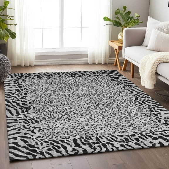 Addison Rugs Chantille Indoor/Outdoor Transitional Animal Skin Gray Washable Rectangle Rug, 5' x 7'6"