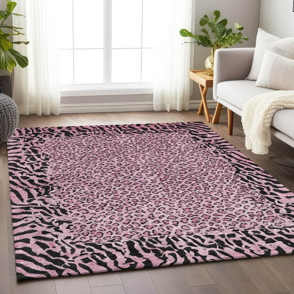 Addison Rugs Chantille Indoor/Outdoor Transitional Animal Skin Pink Washable Rectangle Rug, 8' x 10'