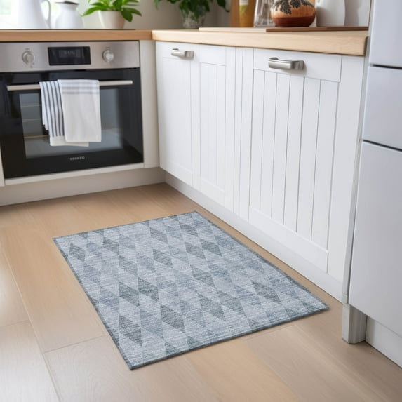 Addison Rugs Chantille Indoor/Outdoor Transitional Geometric Denim Washable Rectangle Rug, 1'8" x 2'6"