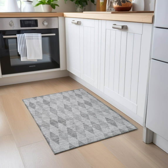 Addison Rugs Chantille Indoor/Outdoor Transitional Geometric Gray Washable Rectangle Rug, 1'8" x 2'6"