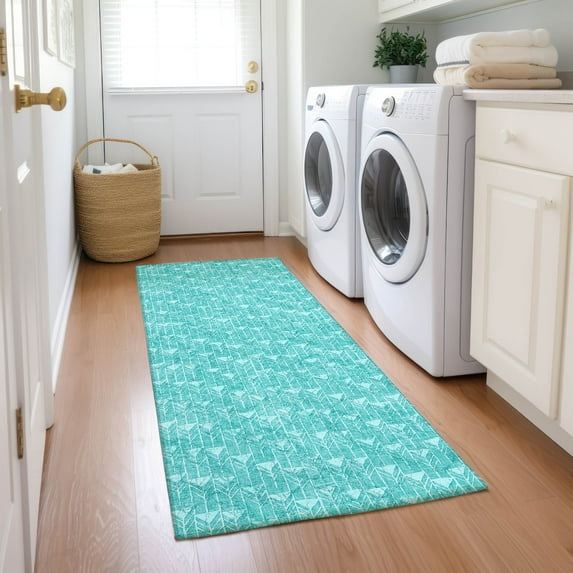 Addison Rugs Chantille Indoor/Outdoor Transitional Arrows Teal Washable Runner Rug, 2'3" x 7'6"