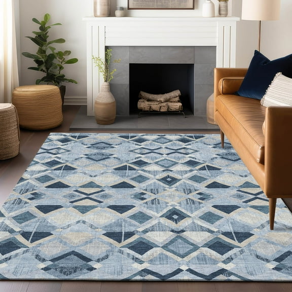 Addison Rugs Chantille Indoor/Outdoor Transitional Geometric Sky Washable Rectangle Rug, 10' x 14'