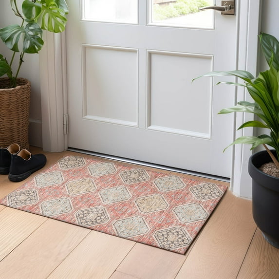 Addison Rugs Chantille Indoor/Outdoor Transitional Formal Salmon Washable Rectangle Rug, 1'8" x 2'6"