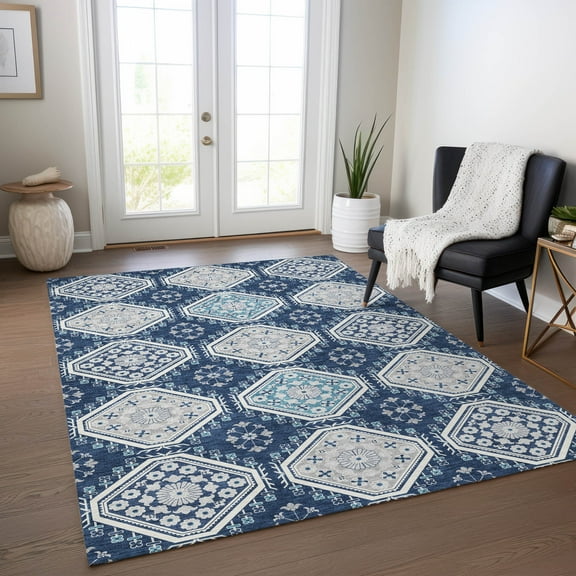 Addison Rugs Chantille Indoor/Outdoor Transitional Formal Navy Washable Rectangle Rug, 10' x 14'