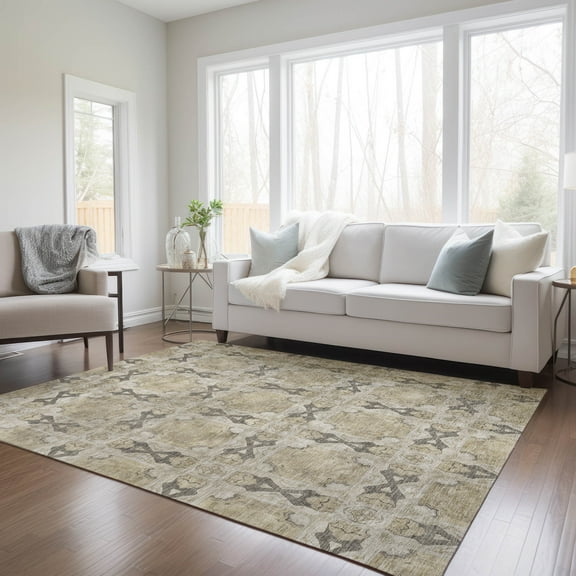 Addison Rugs Chantille Indoor/Outdoor Transitional Panel Beige Washable Rectangle Rug, 10' x 14'