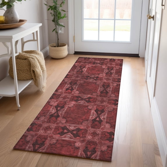 Addison Rugs Chantille Indoor/Outdoor Transitional Panel Burgundy Washable Runner Rug, 2'3" x 7'6"