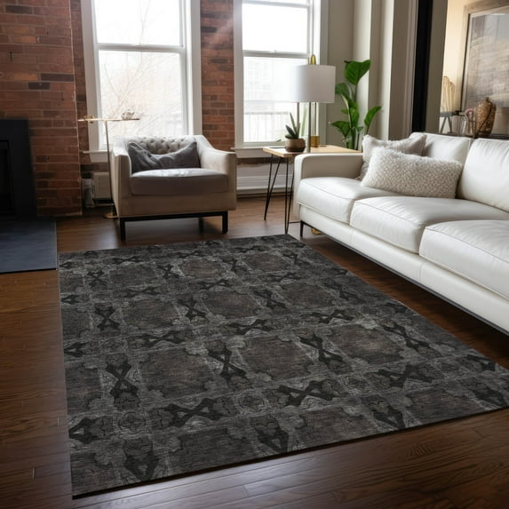 Addison Rugs Chantille Indoor/Outdoor Transitional Panel Gray Washable Rectangle Rug, 8' x 10'