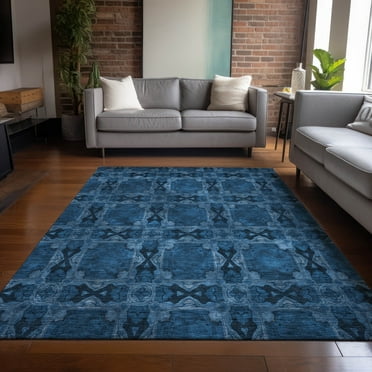 Addison Rugs Chantille Indoor/Outdoor Transitional Panel Navy Washable Rectangle Rug, 8' x 10'