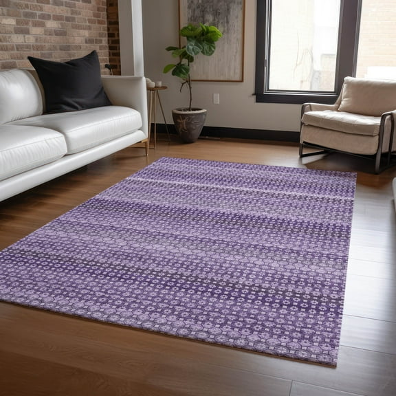Addison Rugs Chantille Indoor/Outdoor Transitional Stripes Lavender Washable Rectangle Rug, 10' x 14'