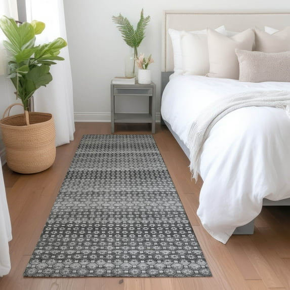 Addison Rugs Chantille Indoor/Outdoor Transitional Stripes Gray Washable Runner Rug, 2'3" x 7'6"
