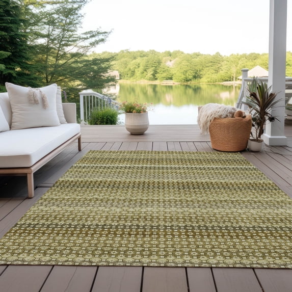 Addison Rugs Machine Washable Indoor/ Outdoor Boho Mosaic Chantille Rug 2'6" x 3'10" - Aloe