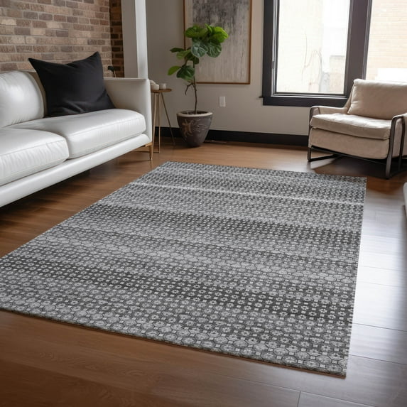 Addison Rugs Chantille Indoor/Outdoor Transitional Stripes Gray Washable Rectangle Rug, 3' x 5'