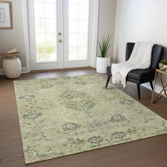 Addison Rugs Chantille Indoor/Outdoor Transitional Floral Aloe Washable Rectangle Rug, 10' x 14'