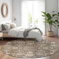 thumbnail image 1 of Addison Rugs Chantille Indoor/Outdoor Transitional Floral Brown Washable Round Rug, 8' x 8', 1 of 6