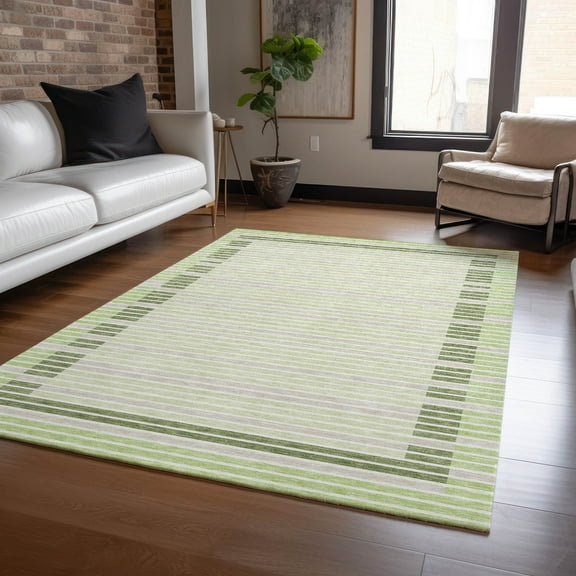 Addison Rugs Chantille Indoor/Outdoor Transitional Stripes Aloe Washable Rectangle Rug, 10' x 14'