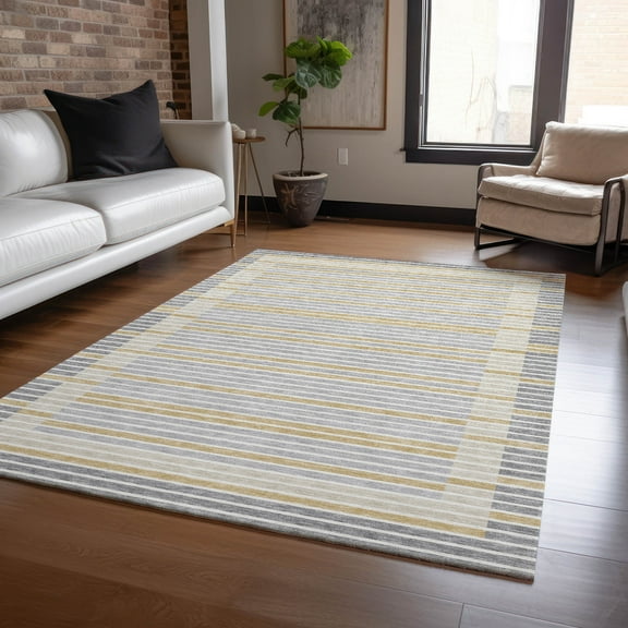 Addison Rugs Chantille Indoor/Outdoor Transitional Stripes Gray Washable Rectangle Rug, 10' x 14'