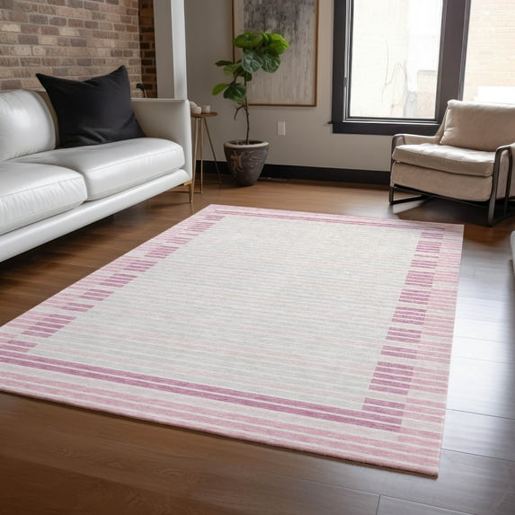 Addison Rugs Chantille Indoor/Outdoor Transitional Stripes Pink Washable Rectangle Rug, 10' x 14'