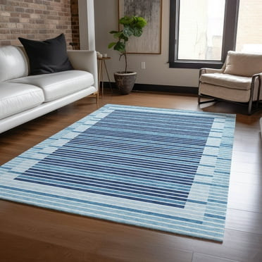 Addison Rugs Chantille Indoor/Outdoor Transitional Stripes Sky Washable Rectangle Rug, 10' x 14'
