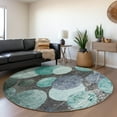 thumbnail image 1 of Addison Rugs Chantille Indoor/Outdoor Transitional Organic Teal Washable Round Rug, 8' x 8', 1 of 6